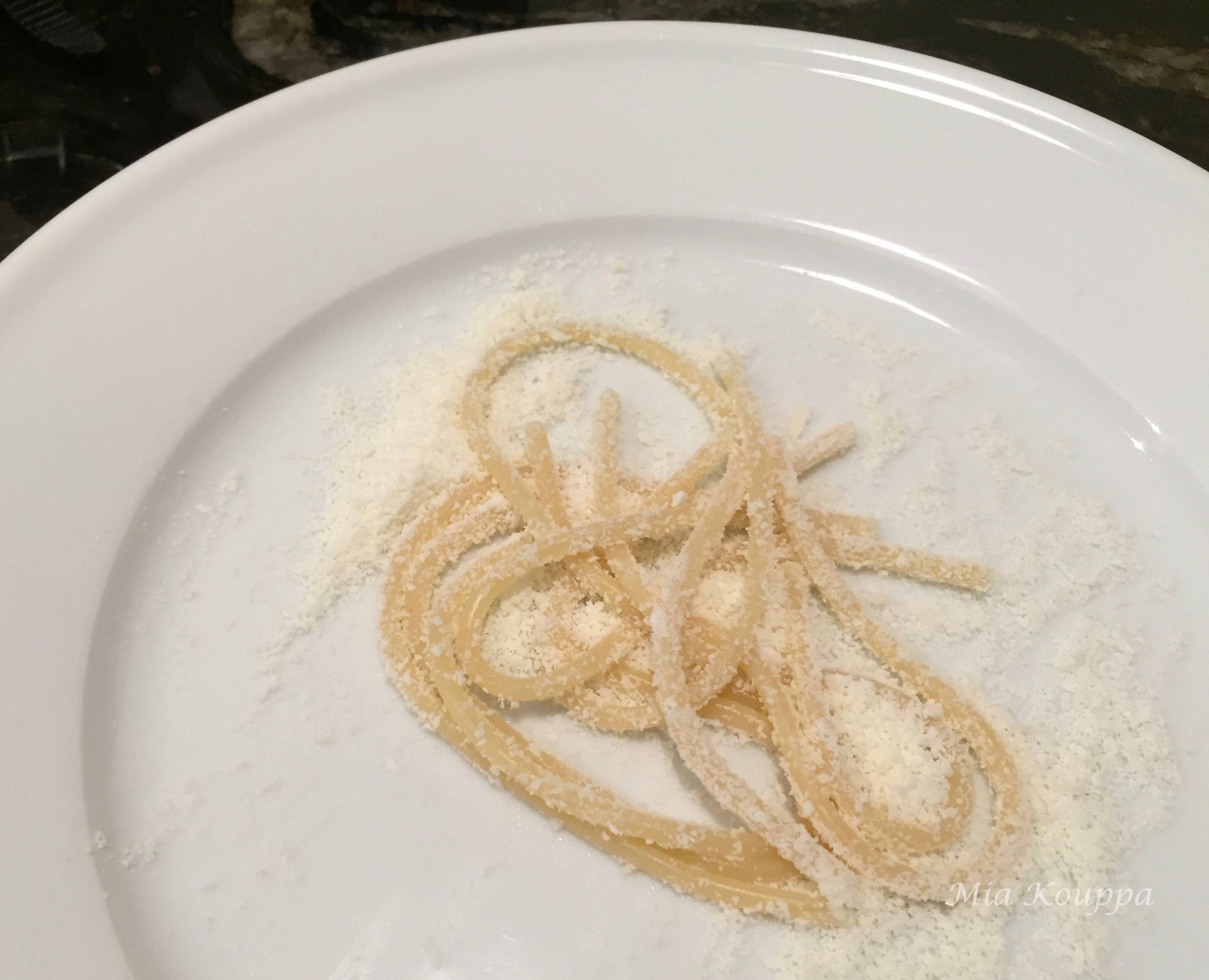 Spaghetti with Olive oil and Greek mizithra (cheese)