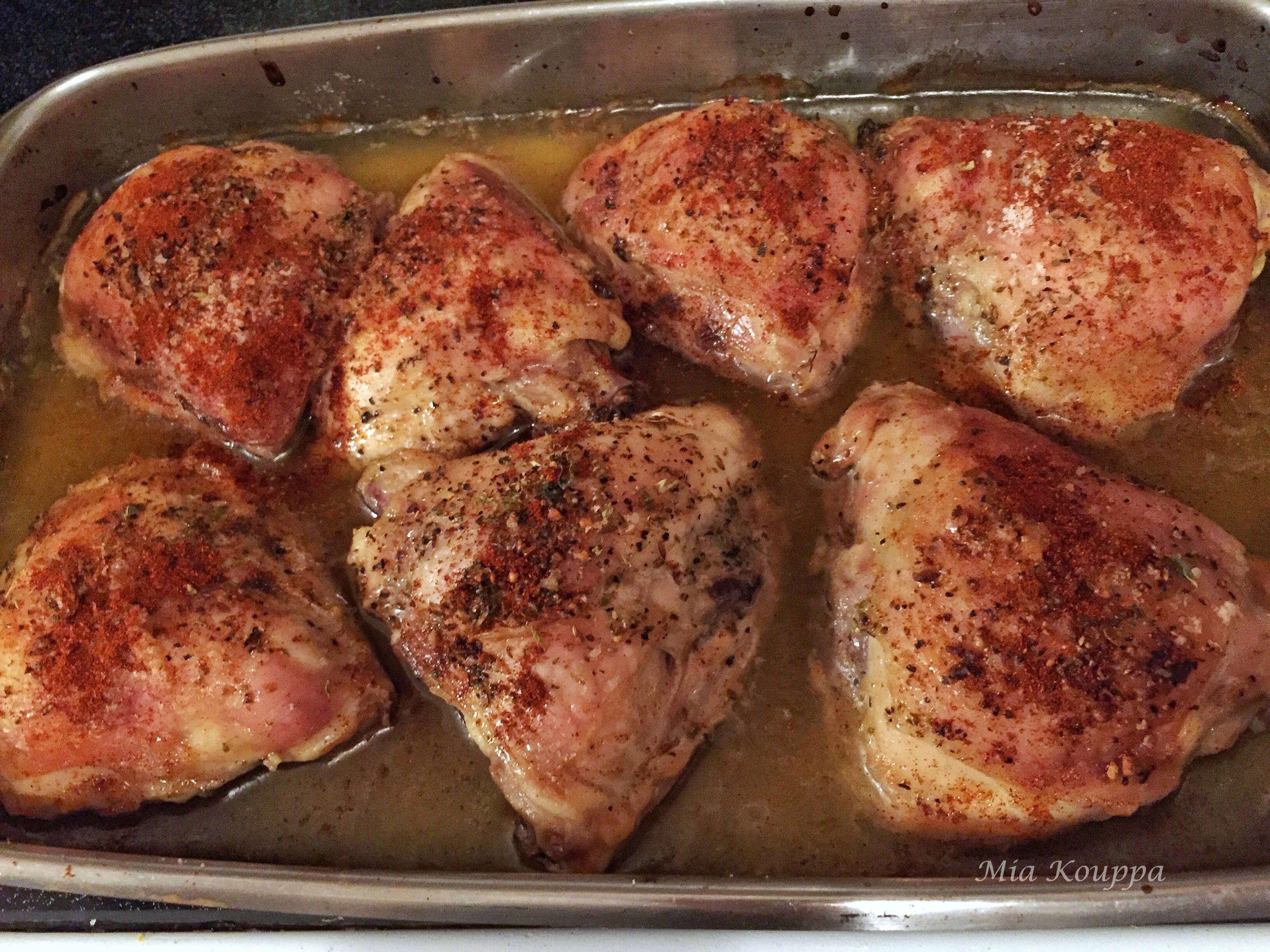 Roasted chicken thighs