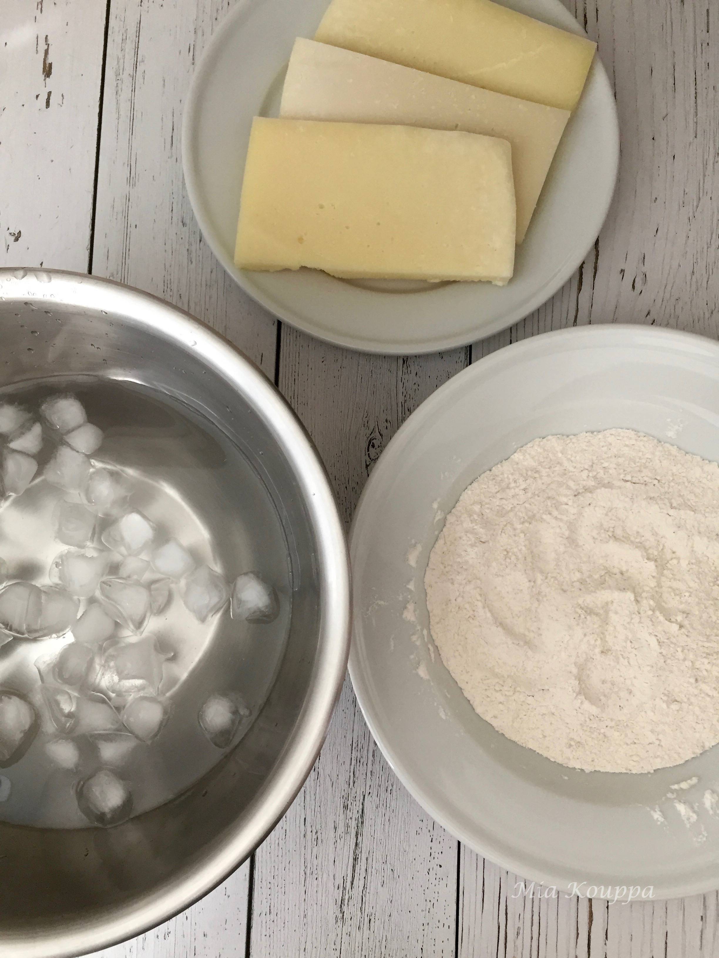 Prepping to make cheese saganaki