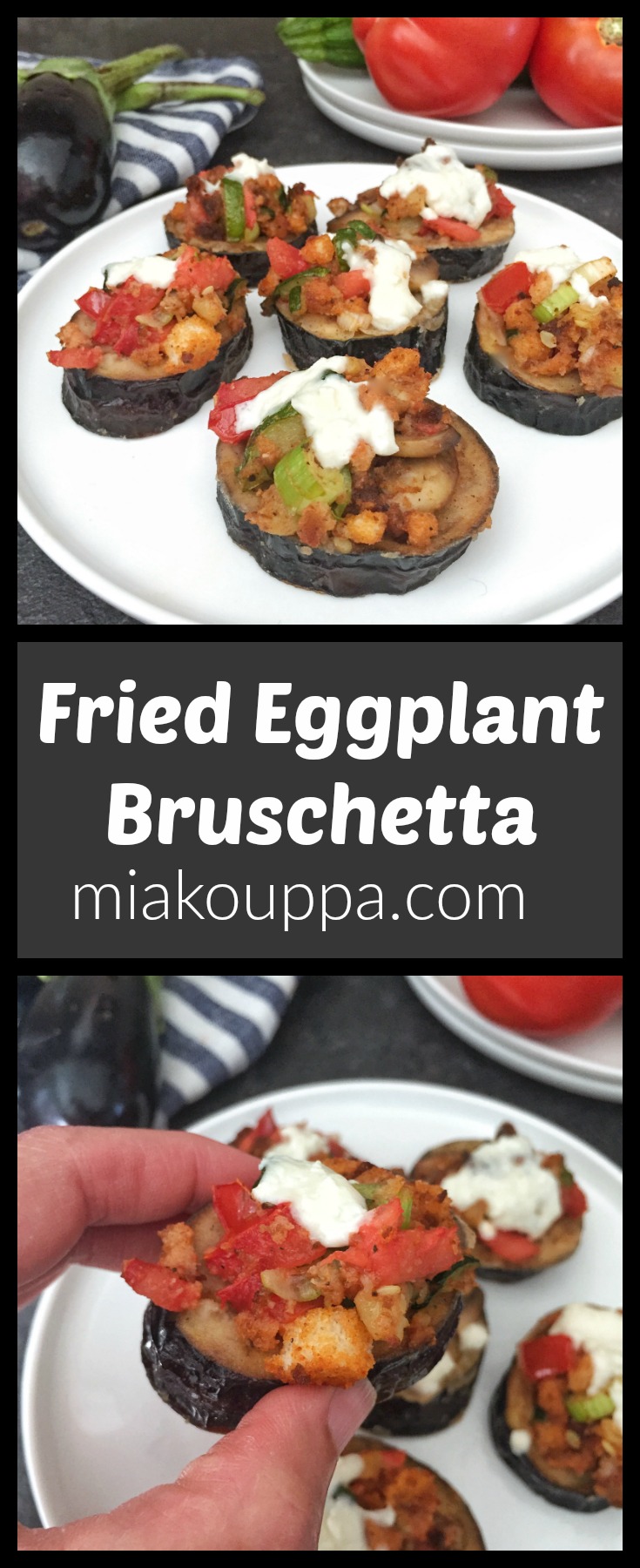 Fried eggplant bruschetta