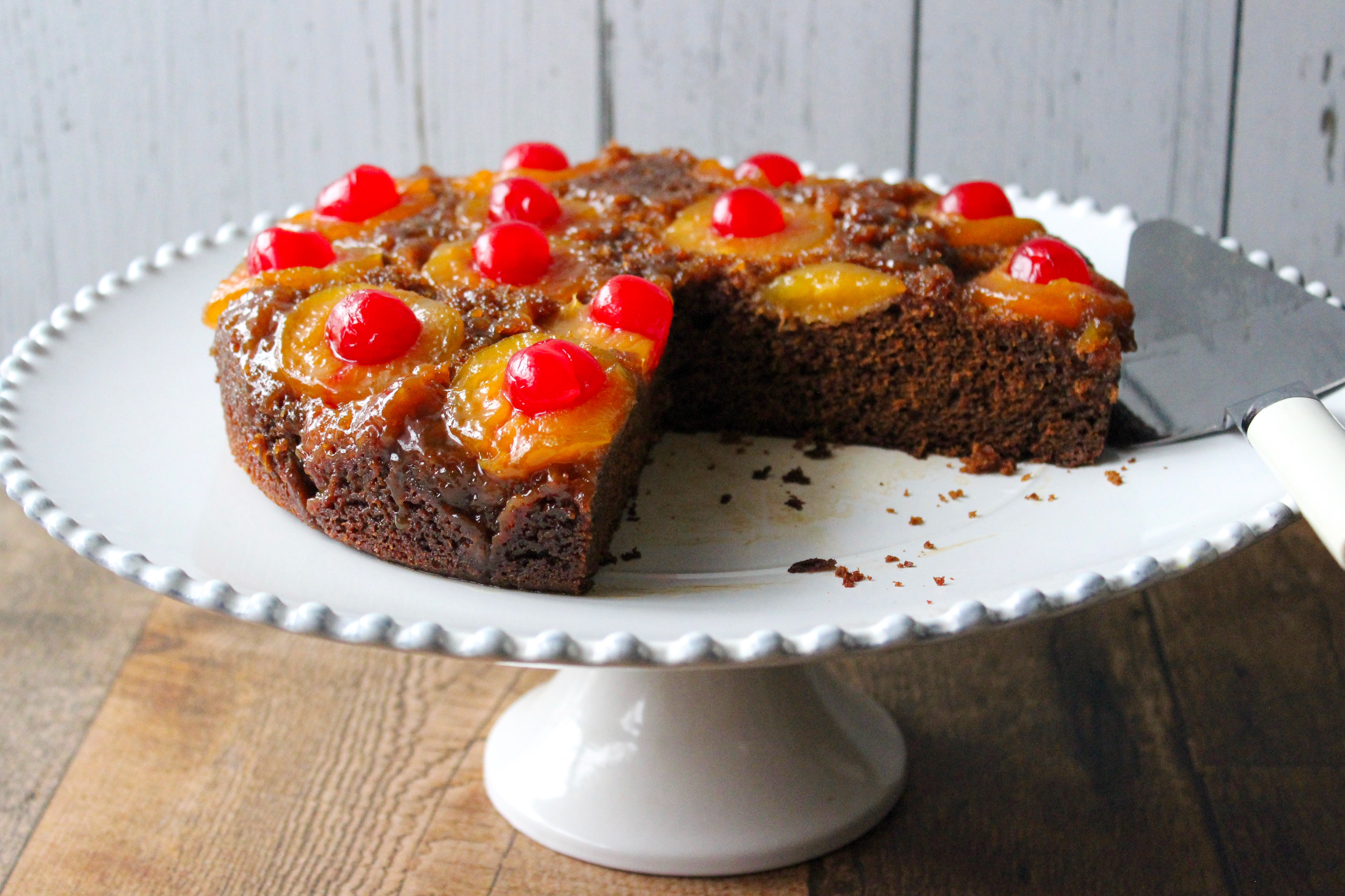 Upside down apricot and molasses cake