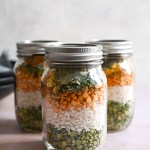Mason jar split pea soup with rice