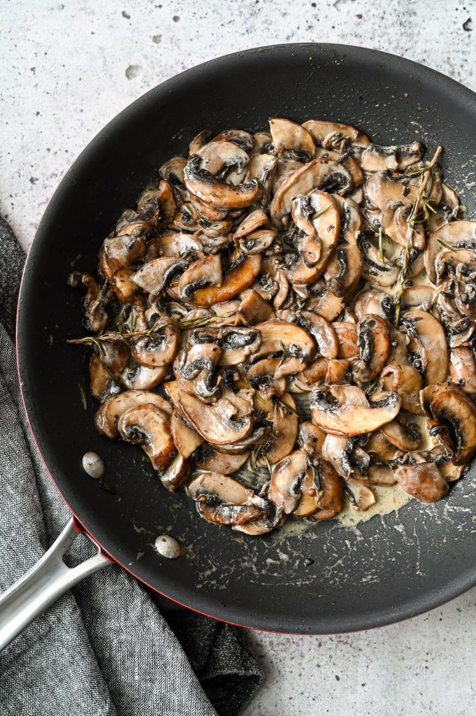 Sauteed mushrooms with cream is the perfect topping or side to any number of things.