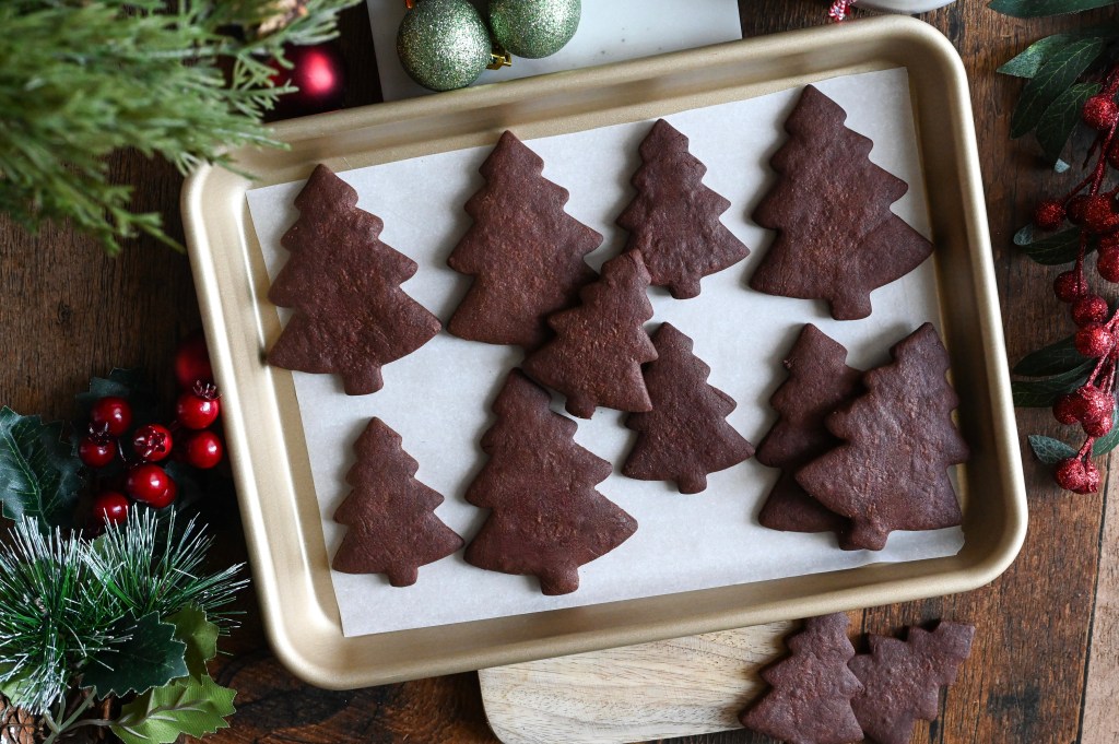 Simple chocolate cutout cookies with a wonderful texture.