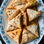 Mini phyllo pizza pockets made with three different fillings, amazing pizzapitakia.